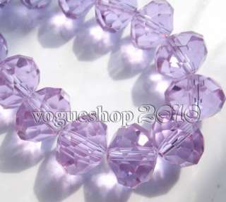 30pcs Light Violet Faceted Rondelle Glass Bead 8mm  