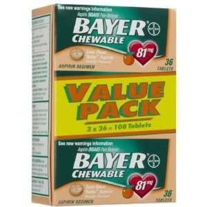  Bayer Chewable Low Dose Aspirin Tablets 81 mg, 3 ct Orange 