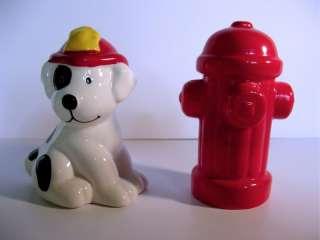 Dalmatian Dog Fire Hydrant Salt Pepper Shakers Figural  