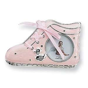  Silver plated Pink Baby Shoe 2.5x2.5 Photo Frame