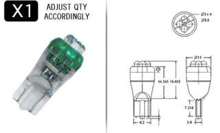GREEN 4 point 194 style LED replacement bulb QTY:1  