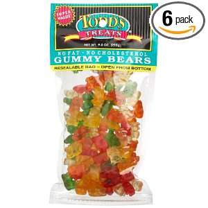 Todds Treats Gummy Bears, 9 Ounce Bags (Pack of 6):  