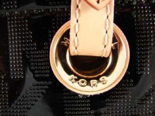 198 Michael Kors Black Tote MK Logo Pattern Leather Strap Gold 