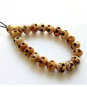 10mm X 12mm Ox Bone Carved Skull Beads Wrist Japa Mala Bracelet for 