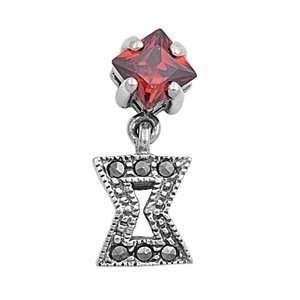  Marcasite Earrings with Garnet and Clear CZ   Prong Set 