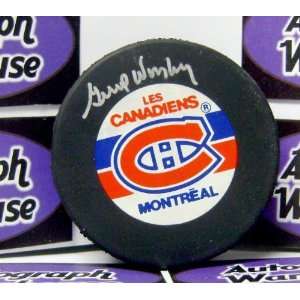  Gump Worsley Signed Hockey Puck   )   Autographed NHL 