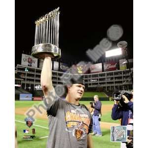 Matt Cain With World Series Trophy Game Five of the 2010 World Series 