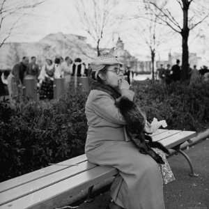  on a Park Bench While Eating Her Lunch at the New York Worlds Fair 