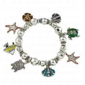   Life Theme Marcasite Stretch Charm Bracelet Fashion Jewelry: Jewelry