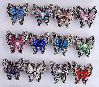 Butterfly Rings Czech rhinestone&alloy 25pcs wholesale  