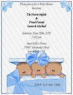 Triplets Personalized Baby Shower Invitations  