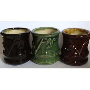   Ceramic Vase for 3 stalk Lucky Bamboo Arrangements: Kitchen & Dining