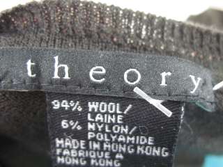 THEORY Black Knit Wool V neck Sweater Shirt Top Sz Med  