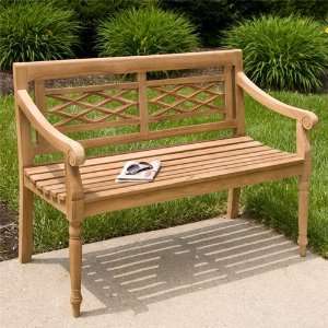  4 ft Teak Wood Cross Pattern Bench: Patio, Lawn & Garden