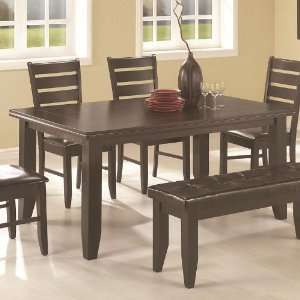  Rectangular Dining Table with Block Legs in Cappuccino 