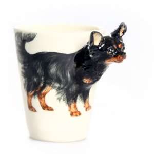  Chihuahua Long hair 3D Ceramic Mug   Black: Home & Kitchen