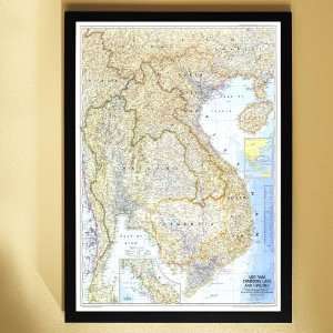   , Cambodia, Laos, and Thailand Map   Brown Frame: Office Products