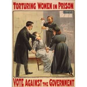   190  poster Torturing women in prison Vote against the