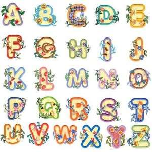 Brother PES Embroidery Card FLORAL APPLIQUE LETTERS 1:  