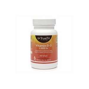  True Fit Vitamins Vitamin D 3, 2000 IU, 250 softgels 