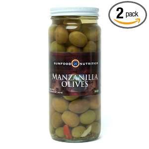 Sunfood Manzanilla Olives (raw, sustainably grown), 10 Ounce Jars 