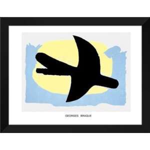  Braque FRAMED Art 28x36 Oiseau Bleu Et Jaune, 1960