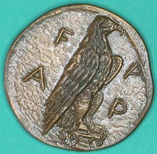EAGLE French bronze medal showing an Antic Greek coin  
