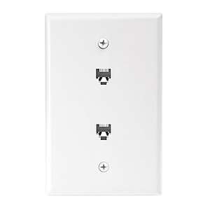  Wiring Devices 3547 4W Mid Size Flush Mount Wallplate with Two Phone 