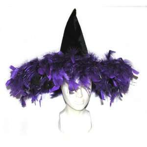  18 Deluxe Purple Feather Black Velvet Witches Hat: Toys 