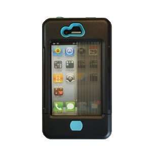  Iphone 4 Case Black Turquoise Accents Retractable Screen 
