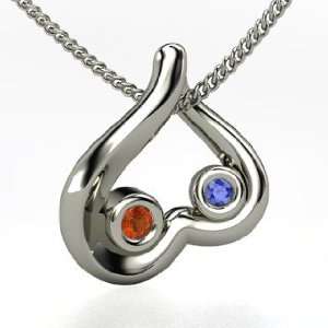   My Heart, Sterling Silver Necklace with Sapphire & Fire Opal Jewelry