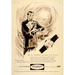 1955 Ad Universal Geneve Swiss Watch Wristwatch Man   Original Print 