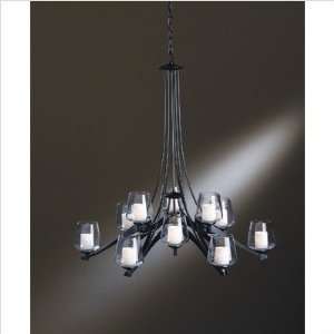 Ribbon Twelve Light Chandelier Finish Dark Smoke, Shade Color Opal