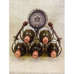  5 Bottle Wine Rack Holder w Wine Cork Collector Cage 