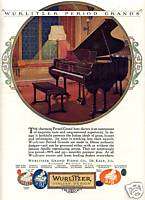 1925 WURLITZER Period GRAND PIANO Color AD. Italian.  