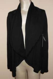 NWT Reba Reba McEntire Black Sequin Trim Drape Front Cardigan Sweater 