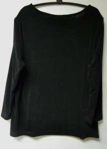CHICOS TRAVELERS PAINT BRUSHED CHIFFON FRONT TOP BLK/ECRU SIZE 1 = 8 