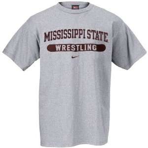  Nike Mississippi State Bulldogs Ash Wrestling T shirt 