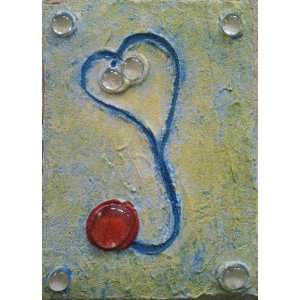  Contemporary Textured Blue Stethoscope in Heart Shape with Red Glass 