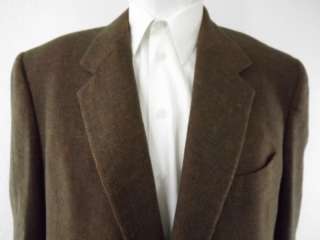 mens wool blazer sportcoat Angelo brown green L 46R 46 R herringbone 