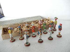 Vintage Boxed Set of 12 Indian Workmen & Royal Clay Figure Toy  