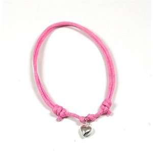   Girls 925 Silver Pink Cord Bracelet With Heart: Jo For Girls: Jewelry