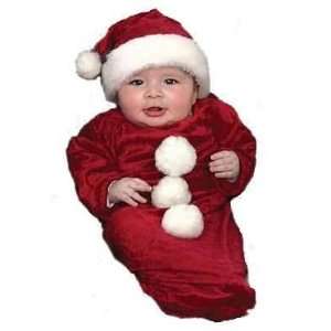    Crushed Panne Velvet Baby Santa Christmas Costume Bunting Baby