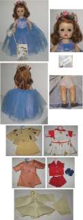 Vintage Tiny Terri Lee Doll Formal Gown + 3 Tagged Outfits + Blue 