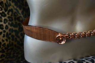 vtg 50s 60s RENOIR CoPPeR wood veneer chain BELT 27 28  