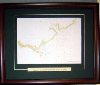 Georgia So. Carolina Map 1875 Hilton Head Tybee Framed  