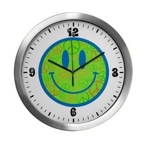    Modern Wall Clock Smiley Face With Peace Symbols: Everything Else