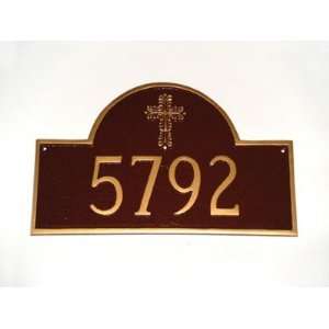 Basic Cross Classic Arch Address Plaque: Patio, Lawn 