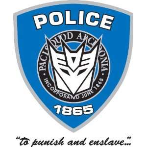  Transformers police badge decal 4 x 2.6 