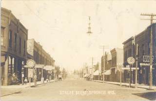 WI SPOONER STREET SCENE TOWN VIEW REAL PHOTO M32662  